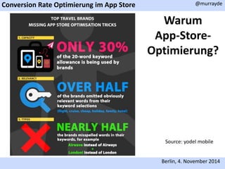 Conversion Rate Optimierung im App Store 
@murrayde 
Warum 
App-Store- 
Optimierung? 
Source: yodel mobile 
Berlin, 4. November 2014 
 