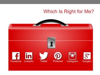 Which Is Right for Me?

Facebook

LinkedIn

Twitter

Pinterest

Instagram

Google+

 