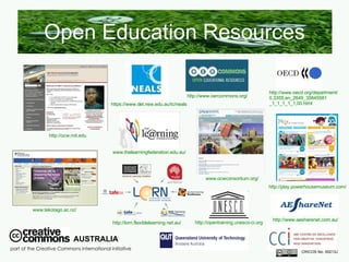 Open Education Resources AUSTRALIA part of the Creative Commons international initiative CRICOS No. 00213J   www.ocwconsor...