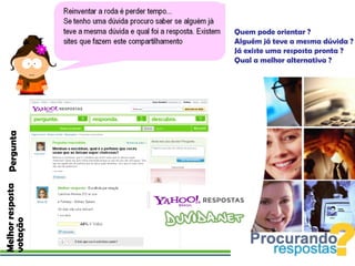 Quem pode orientar ? Alguém já teve a mesma dúvida ? Já existe uma resposta pronta ? Qual a melhor alternativa ? Pergunta Melhor resposta votação 