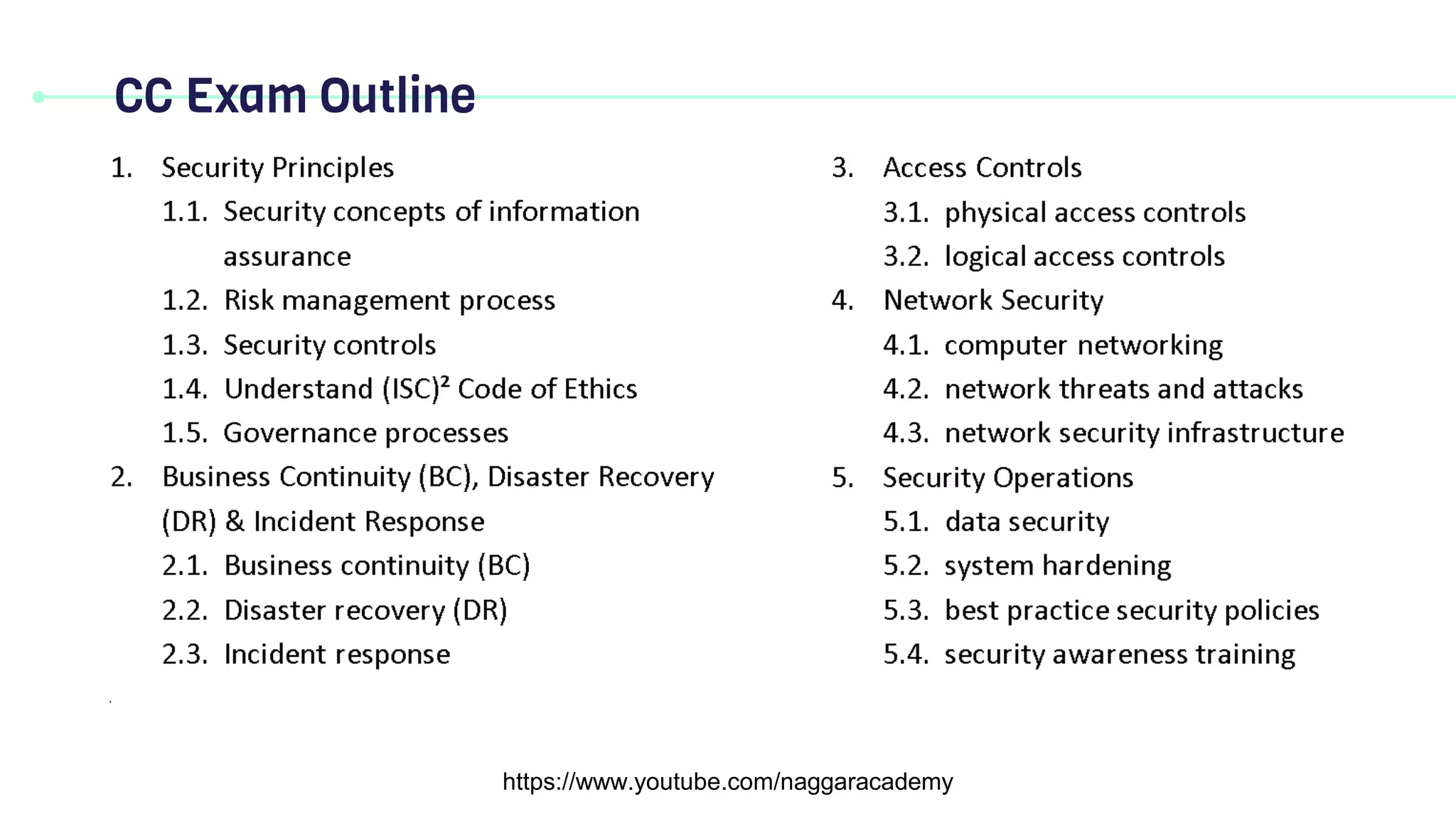 CC Exam Outline
https://www.youtube.com/naggaracademy