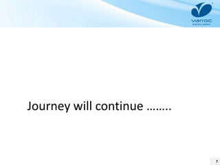 7
Journey will continue ……..
 