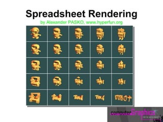 Spreadsheet Rendering
by Alexander PASKO, www.hyperfun.org
 