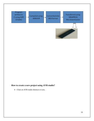 How to create a new project using AVR studio?
 Click on AVR studio shortcut or icon.
53
 