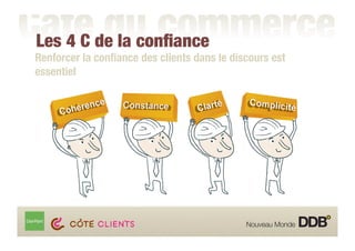 Les 4 C de la conﬁance
Renforcer la conﬁance des clients dans le discours est
essentiel
 