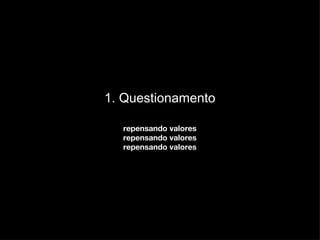 1. Questionamento repensando valores repensando valores repensando valores 