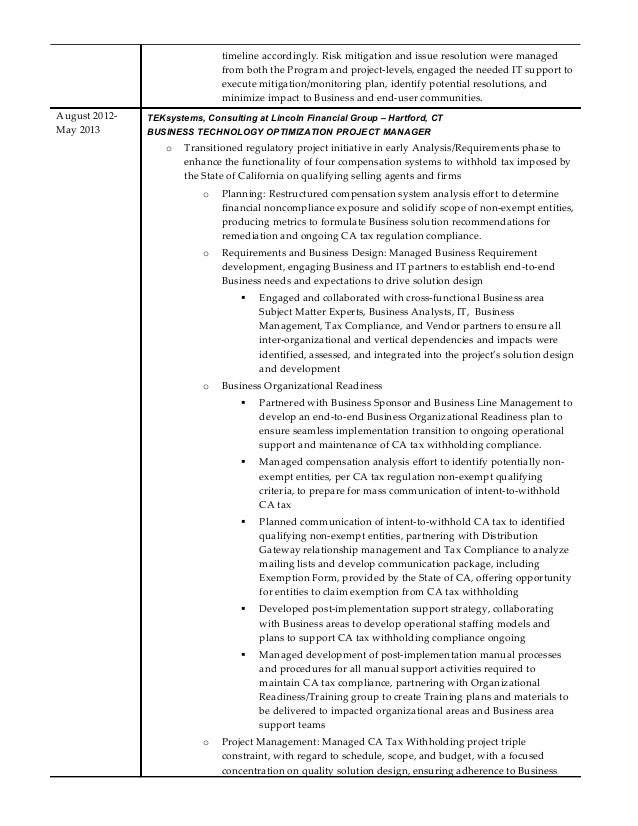 senior it project manager resumes