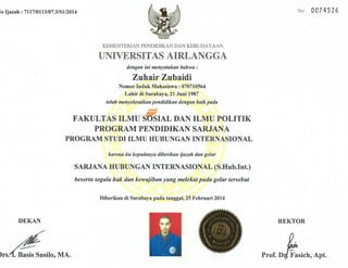 Ijazah & Transkrip Nilai S1 HI Indo & Eng