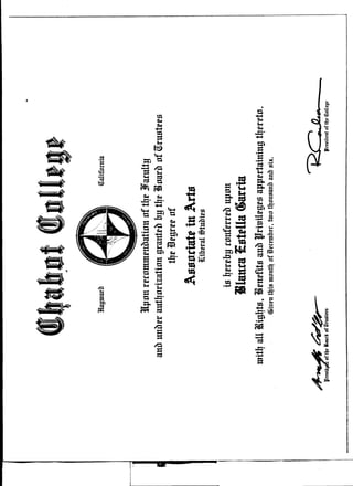 Graduation Degree from Chabot jr College