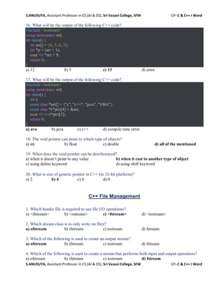 C & C++ 1 WORD MCQ with ANSWER - AI & DS.pdf