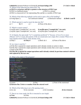 C & C++ 1 WORD MCQ with ANSWER - AI & DS.pdf