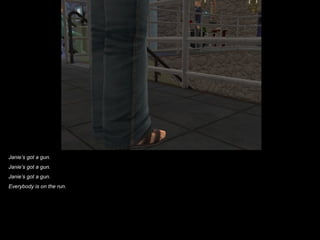 Janie’s got a gun.
Janie’s got a gun.
Janie’s got a gun.
Everybody is on the run.
 