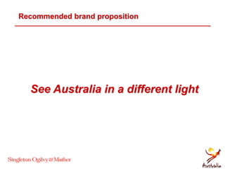 Recommended brand proposition
See Australia in a different light
 
