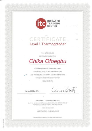 Thermography certificate