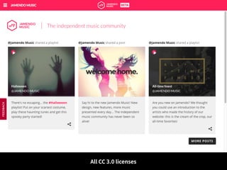 https://www.jamendo.com/
All CC 3.0 licenses
 