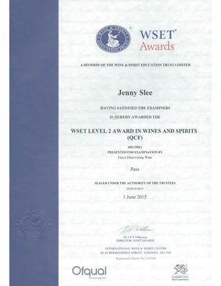 WSET Level 2 Award in Wines and Spirits