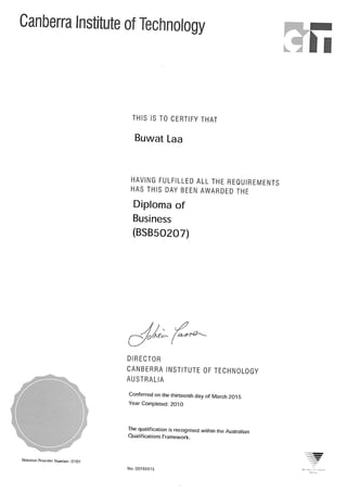 Buwat Laa Diploma of Business