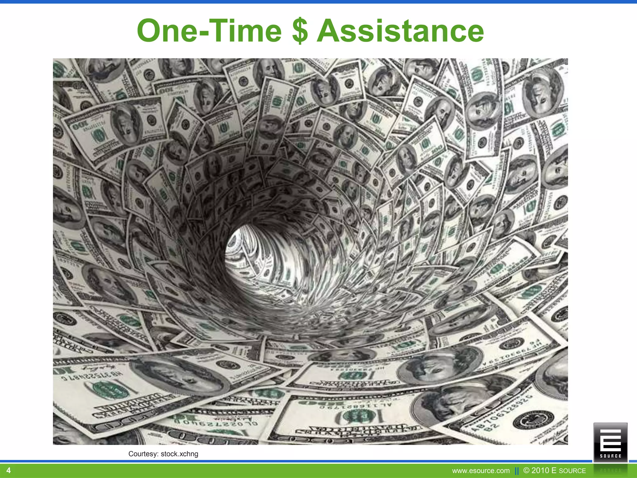 www.esource.com || © 2010 E SOURCE4
One-Time $ Assistance
Courtesy: stock.xchng
 