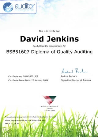 BSB51607 Diploma of Quality Auditing