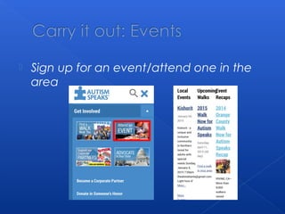  Sign up for an event/attend one in the
area
 