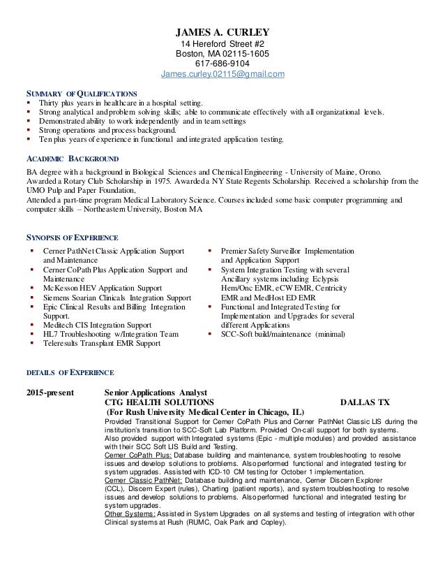james curley applications resume