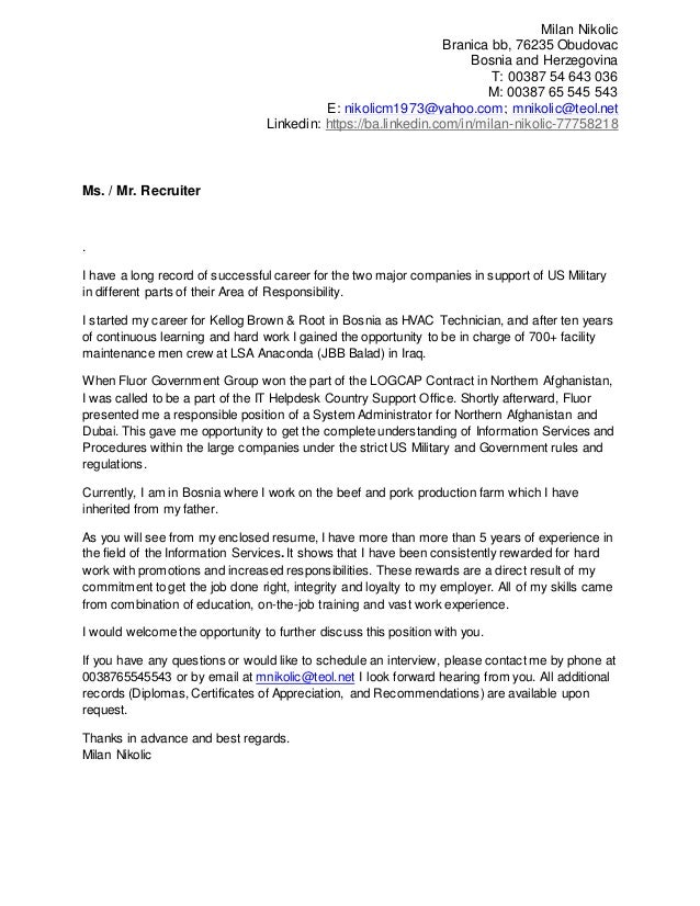 nikolic milan cover letter i look forward to hearing from you cover letters