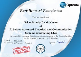 Sekar Sarathy Balakrishnan - OPSCTP7149