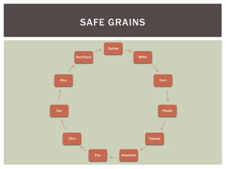 Quinoa
Millet
Corn
Potato
Tapioca
AmarenthFlax
Chia
Soy
Rice
Nut Flours
SAFE GRAINS
 