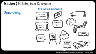Level up your sketch noting | @katerutter | Jan 31, 2020
frames & banners
Draw-along!
Basics } Bullets, lines & arrows
 