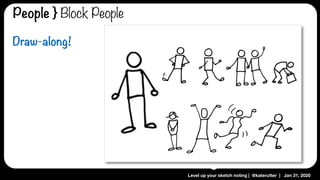 Level up your sketch noting | @katerutter | Jan 31, 2020
People } Block People
Draw-along!
 