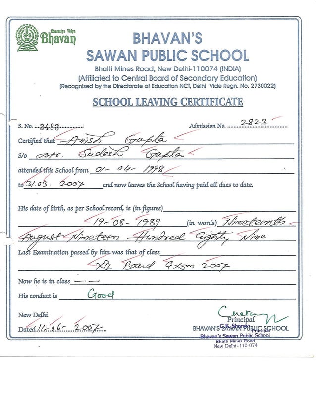 School Leaving Certificate PDF School Leaving Certificate PDF