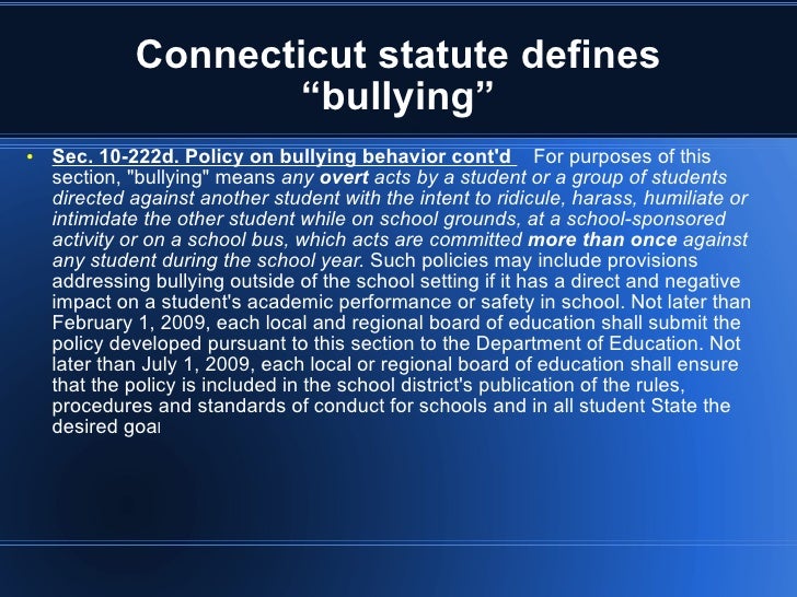 Presentation on Law of Bullying for CCA