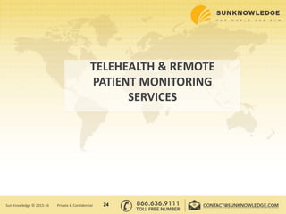 TELEHEALTH & REMOTE
PATIENT MONITORING
SERVICES
24Sun Knowledge © 2015-16 Private & Confidential
 