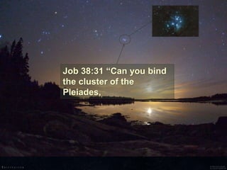 Job 38:31 “Can you bind
the cluster of the
Pleiades,
 