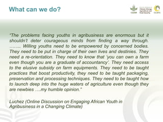 Youth and CSA: Lessons and Experiences from CCAFS East Africa