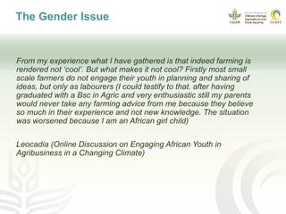 Youth and CSA: Lessons and experiences from CCAFS East Africa