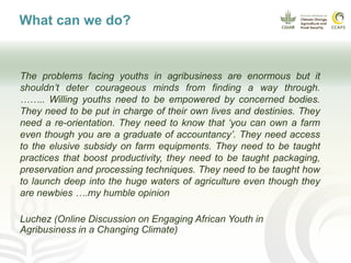 Youth and CSA: Lessons and experiences from CCAFS East Africa