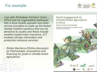 Youth and CSA: Lessons and experiences from CCAFS East Africa