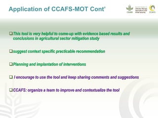 CCAFS EA Presentation for MOT training in ILRI Addis Ababa, Ethiopia.