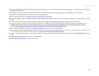 Advance Copy

Riely F, Mock N, Cogill B, Bailey L,Kenefick E. 1999. Food security indicators and framework for use in the monitoring and evaluation of food aid programs. Food and Nutrition Technical Assistance
     (FANTA) Project, Washington D.C.
Stamoulis K, Zezza A. 2003. A conceptual framework for national agricultural, rural development and food security strategies and policies. ESA Working Papers No. 03-17, FAO, Rome.
UN 2010 Millennium Development Goals Indicators http://mdgs.un.org/unsd/mdg/Default.aspx
UNEP 2011. Global Bank Data Platform. http://preview.grid.unep.ch/index.php?preview=home&lang=eng
Webb P, Coates J, Frongillo EA, Rogers BL, Swindale A, and Bilinsky P. 2006. Measuring household food insecurity: why it’s so important and yet so difficult to do. Journal of Nutrition 136:1404S-
   1408S.
WHO / UNICEF Joint Monitoring Programme (JMP) for Water Supply and Sanitation 2010. www.wssinfo.org/definitions-methods/watsan-categories/ Accessed on 26 May 2011.
Wood S, Hyman G, Deichmann U, Barona E, Guo R Z, Castaño S, Rivera O, Diaz E, Marin J. Additional data and technical contributions from: Coulombe H, Wodon Q, Muniz M, Benin S, Benson T,
   Berdegue J, Gonzalez J, Barufi A, Lanjouw P, .Simler K, Blankespoor B, Murray S. 2010. $1 and $2 day poverty maps of the developing countries. Input to the CGIAR Strategy and Results
   Framework. http://docs.google.com/viewer?a=v&pid=sites&srcid=Y2d4Y2hhbmdlLm9yZ3xhbGxpYW5jZXxneDoyZmJhZTVhNzBjY2Q3Y2Iw
World Bank Databank, World Development Indicators. http://databank.worldbank.org. Accessed on 1 October and 5 November 2010.
World Health Organization and the United Nations Children’s Fund. 2009. WHO child growth standards and the identification of severe acute malnutrition in infants and children. A Joint Statement by
   the World Health Organization and the United Nations Children's Fund. www.who.int/nutrition/topics/malnutrition/en/index.html).
You L, Crespo S, Guo Z, Koo J, Ojo W, Sebastian K, Tenorio MT, Wood S, Wood-Sichra U. 2000. Spatial Production Allocation Model (SPAM) Version 3 Release 2. http://MapSPAM.info. Accessed in April
    2010
www.CGIAR CSI.fao.org/giews/pricetool/). Accessed on 15 and 16 October 2010.
www.wssinfo.org/data-estimates/table/. Accessed on 30 October 2010.




                                                                                                                                                                                                 88
 