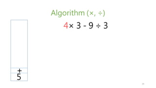 Algorithm (, )
 3 - 9  3
5
+
4
29
 