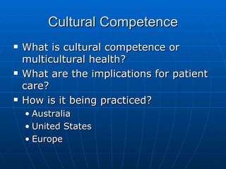 Cultural Competence And Global Health Workers | PPT
