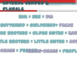 Natural gender &
Plurals

 