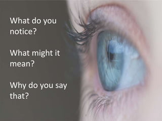 What do you
notice?
What might it
mean?
Why do you say
that?
 