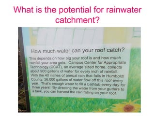 What is the potential for rainwater
catchment?

 