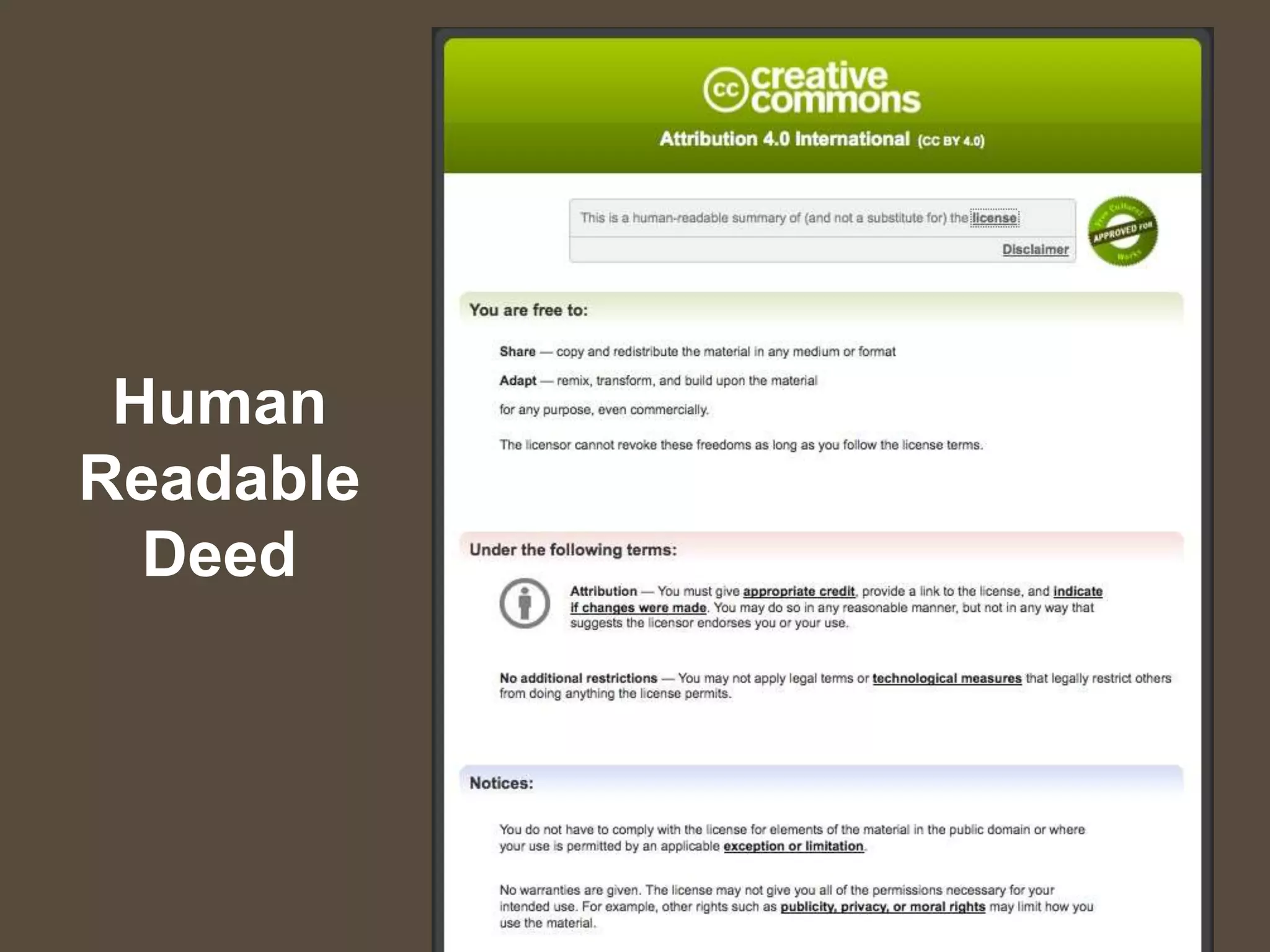Human
Readable
Deed
 