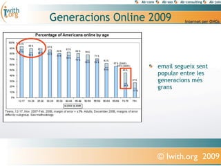 Generacions Online 2009



                    email segueix sent
                    popular entre les
                    generacions més
                    grans




                    © Iwith.org 2009
 