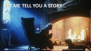 LET	ME	TELL	YOU	A	STORY…
www.in2it.be	-	@in2itvof 6LEVERAGING	A	DISTRIBUTED	ARCHITECTURE	TO	YOUR	ADVANTAGE
hp://muppet.wikia.com/wiki/The_StoryTeller	-	©	2005	The	Jim	Henson	Company
 