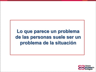Lo que parece un problema
de las personas suele ser un
problema de la situación

@reinaldoniebles

 