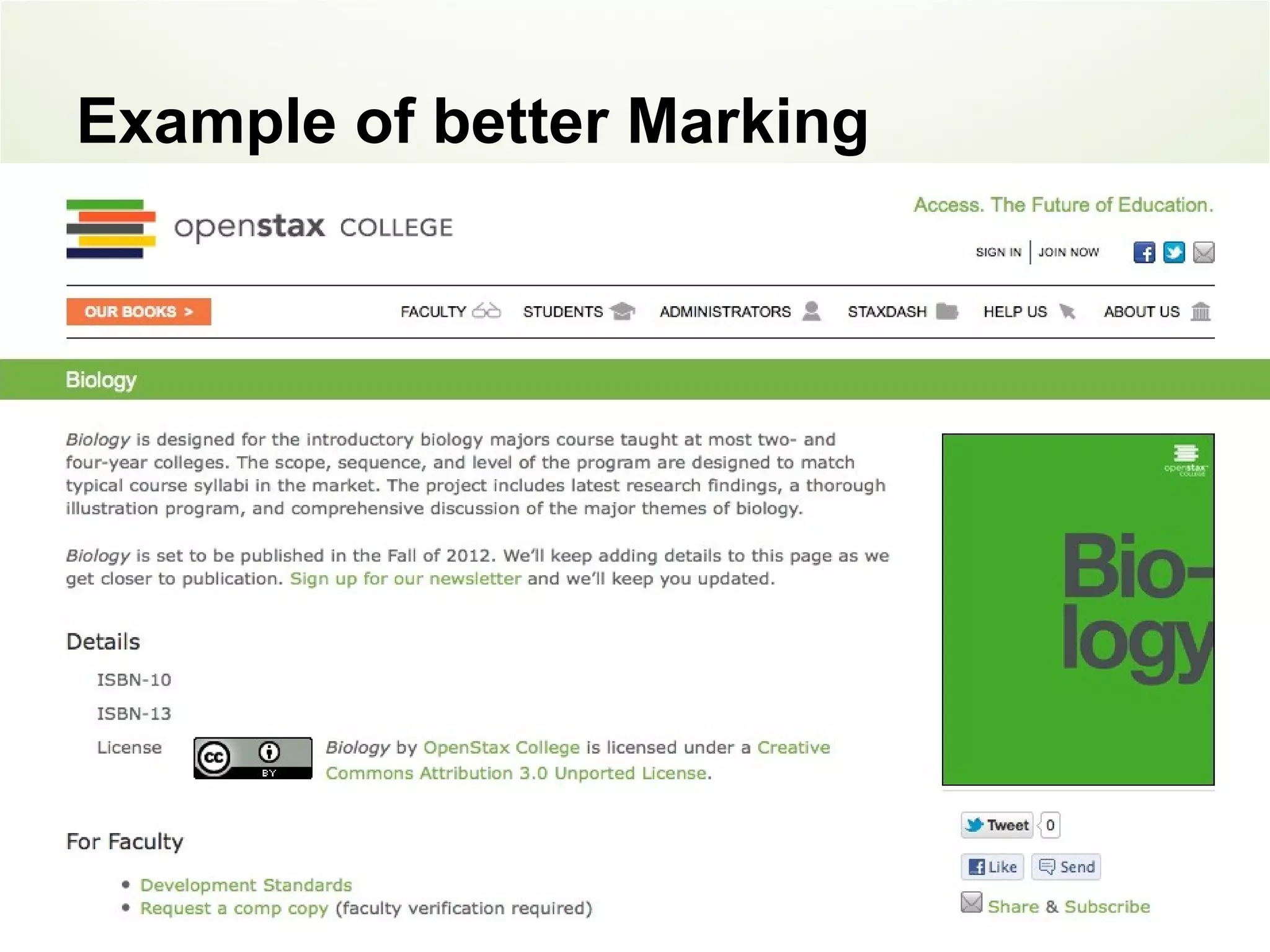 Example of better Marking
 